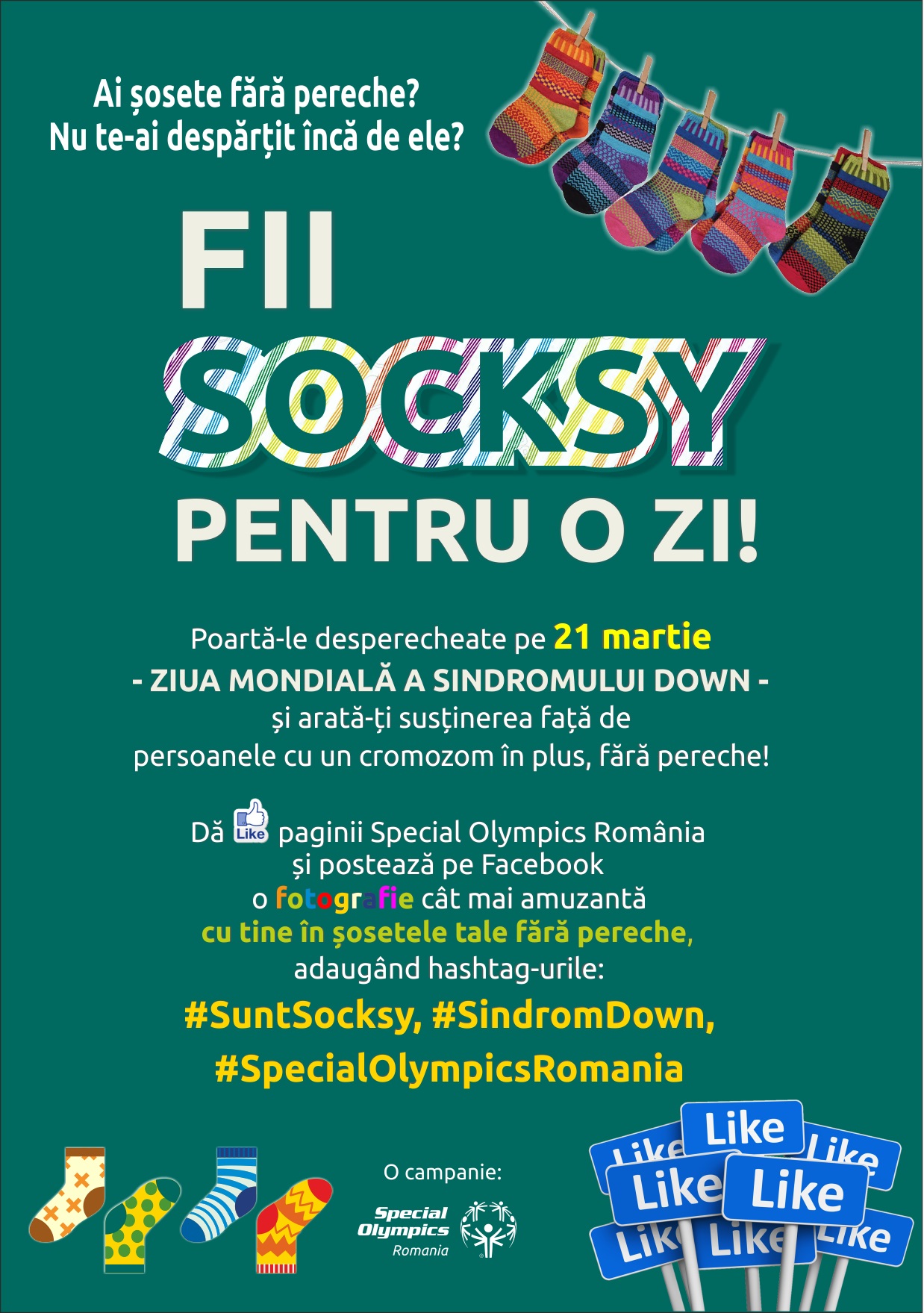 La Curtea de Argeș și Oradea se poartă șosete desperecheate în cadrul campaniei  „SuntSocksy” 