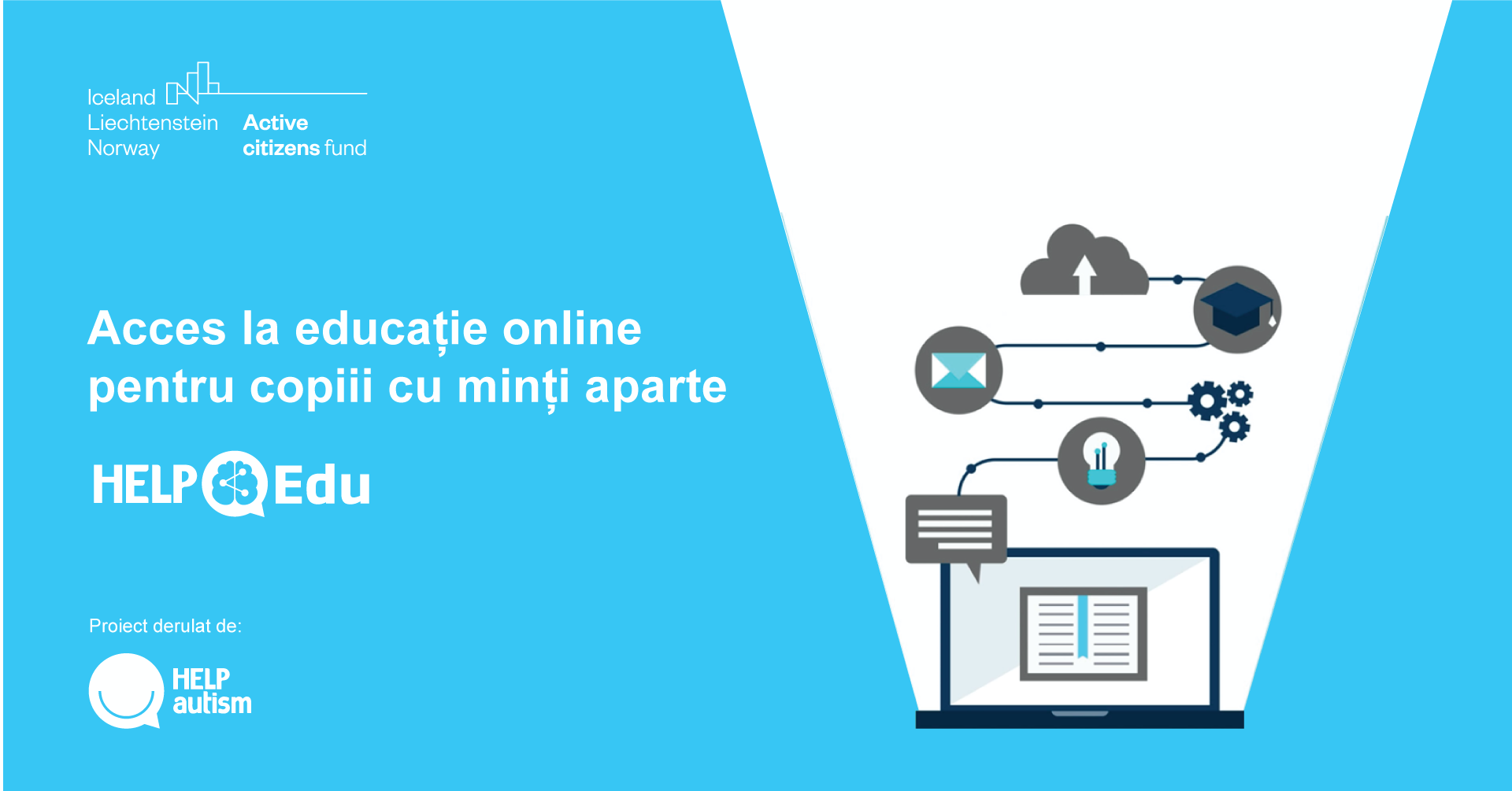 Acces la educație online pentru copiii cu minți aparte – proiect lansat de Asociația Help Autism cu sprijinul financiar oferit de Active Citizens Fund România