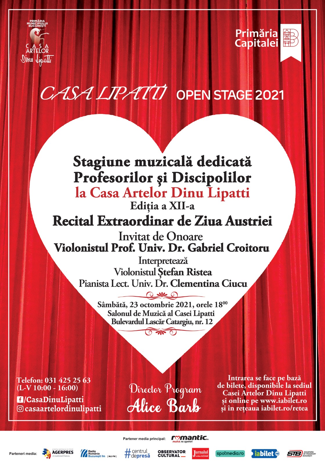 Programul CASA LIPATTI Open Stage, Ediția a XII-a Stagiune Muzicală dedicată Profesorilor și Discipolilor