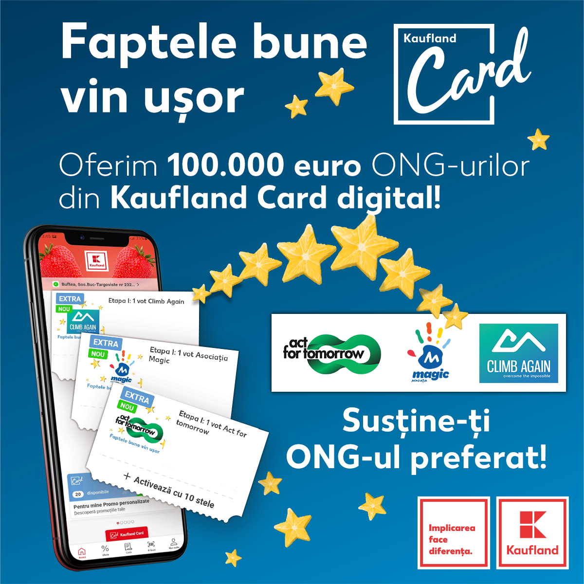 Utilizatorii Kaufland Card digital pot vota ONG-urile pe care Kaufland România le sprijină cu 100.000 euro