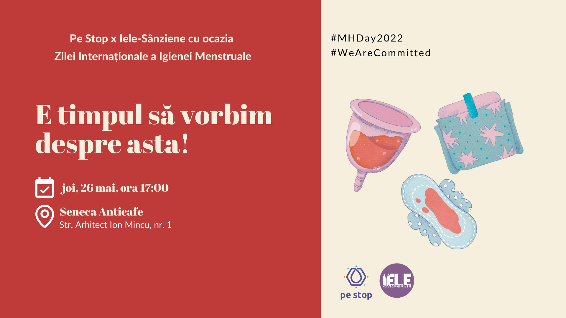 E timpul să vorbim despre asta - Pe Stop și Iele-Sânziene organizează un eveniment cu ocazia Zilei Internaționale a Igienei Menstruale