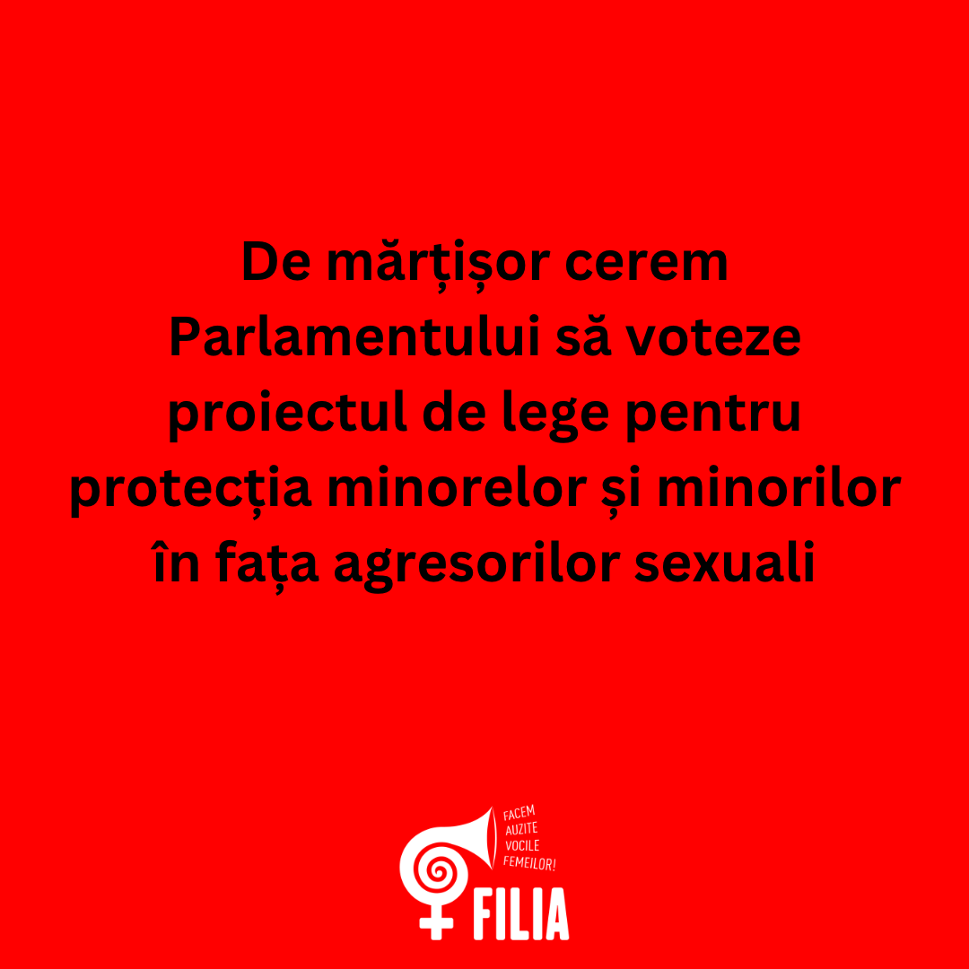 De Mărțișor, 73 de organizații cer Parlamentului să voteze proiectul de lege pentru protecția minorelor și minorilor în fața agresorilor sexuali